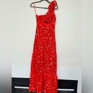 One shoulder cotton maxi dress.